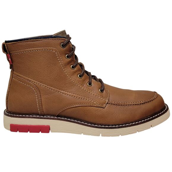 Levi's Men Daleside Classic Hiker Combat Boots Size US 9M British Tan Leather - Picture 2 of 5